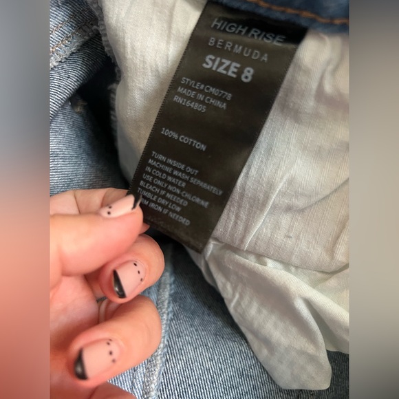 Copper Flash Hi Rise Patchwork Denim Cutoff Shortie Shorts - Picture 6 of 6